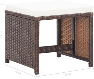 vidaXL Stołki barowe, 2 szt., z poduszkami, polirattan, brązowe - Fotele i krzesła ogrodowe - miniaturka - grafika 7