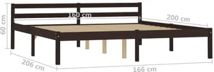 vidaXL Rama łóżka, ciemnobrązowa, lite drewno sosnowe, 160 x 200 cm - Łóżka - miniaturka - grafika 14