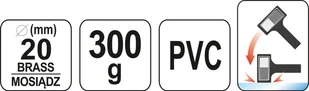 YATO MŁOTEK BEZODRZUTOWY 0,3 KG Z MOSIĘŻNYM BIJAKIEM YT-46190 - Młotki - miniaturka - grafika 4