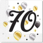 Gadżety dla niej i dla niego - Procos Serwetki "70 urodziny Balloons", PROCOS, 33 cm, 20 szt 88870 - miniaturka - grafika 1