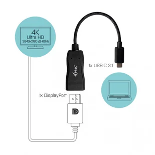 i-tec C31DP60HZP adapter kablowy 0,15 m USB-C 3.1 DisplayPort Czarny - Inne akcesoria audio-wideo - miniaturka - grafika 2