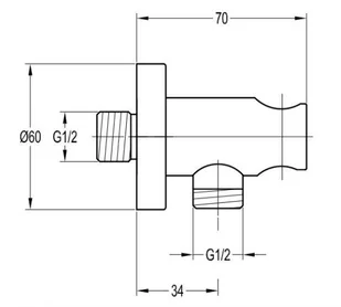Omnires Przyłącze kątowe czarne 8873 BL 8873 BL - Akcesoria łazienkowe - miniaturka - grafika 4
