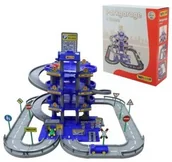 Tory, garaże, parkingi - Wader Garaż 4-Poziomowy Z Myjnią + Autka Niebieski - miniaturka - grafika 1