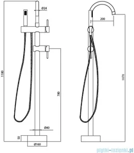 BESCO Illusion bateria wannowa wolnostojąca czarny mat BW-I-CZ | - Baterie umywalkowe - miniaturka - grafika 2