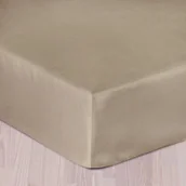 Prześcieradła - Dekoria Prześcieradło satynowe z gumką ciemnobeżowe 90x200cm 748-305 - miniaturka - grafika 1