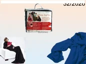 Szlafroki damskie - handlosfera KOCYKO - SZLAFROK 2 in1 -super koc z rękawami granat - miniaturka - grafika 1