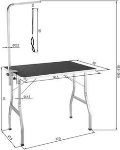 tectake Stół trymerski groomerski z wysięgnikiem o regulowanej wysokości - czarny/szary 402892 - Akcesoria do hodowli zwierząt - miniaturka - grafika 6