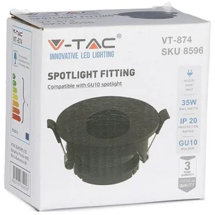 v-tac Oprawa Oczko V-TAC GU10 Asymetryczna Wpuszczana Czarna Okrągła VT-874 - Oprawy, klosze i abażury - miniaturka - grafika 4