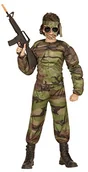 Stroje karnawałowe - Widmann Boys Super Soldier Muscle koszulka Fancy Dress Costume, 128, zielony - miniaturka - grafika 1
