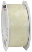 Pasmanteria - Pattberg Prezent 40 MM 20 m Dzika róża  schaumbedrucktes taśma organza z drutu, kremowy 3514020-104 - miniaturka - grafika 1