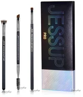 Pędzle do makijażu - Jessup Beauty JESSUP - PRO Brow Brush Set - Zestaw 3 pędzli do makijażu brwi - T326 Black/Silver - miniaturka - grafika 1