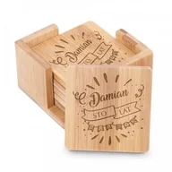 Pozostałe akcesoria barmańskie - Murrano Podkładki bambusowe pod piwo kawę zestaw x6 grawer dla niego na u PDK-BMB-004 - miniaturka - grafika 1