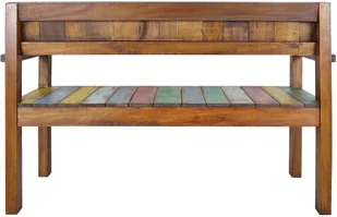 VidaXL Lumarko Ławka, 115 cm, lite drewno z odzysku 326182 VidaXL - Ławki do przedpokoju - miniaturka - grafika 4