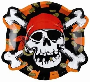 Amscan Talerzyki papierowe "Piraci Jolly Roger", 6 szt 551936 - Naczynia i sztućce jednorazowe - miniaturka - grafika 2