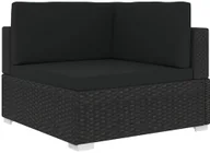 Fotele i krzesła ogrodowe - vidaXL Siedzisko narożne z poduszką, polirattan, czarne - miniaturka - grafika 1