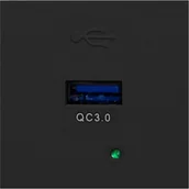 Listwy zasilające - NOEN USBQ, port modułowy 45x45mm z ładowarką USB quick charge 3A/5V  2A/9V  1,5A/12V, czarny OR-GM-9010/B/USBQ - miniaturka - grafika 1