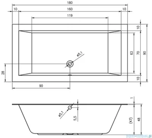 Riho Lugo 180x90cm wanna prostokątna z hydromasażem Pneumatic S2 prawa + nogi + syfon BT03-PNES2-P - Wanny z hydromasażem Riho Lugo 180x90cm wanna prostokątna z hydromasażem Pneumatic S2 prawa + nogi + syfon BT03-PNES2-P - Wanny z hydromasażem - miniaturka - grafika 2