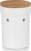 Pojemniki na przyprawy - Kela garnek na czosnek, Salena, ceramika z bambusową pokrywką, wys. 17 cm, 12066, biały/drewno 12066 - miniaturka - grafika 1