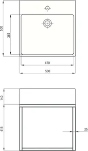 Deante Temisto Umywalka stawiana na blacie z konsolą łazienkową wiszącą 50x50 CDTW6U5S CDTW6U5S - Umywalki - miniaturka - grafika 4