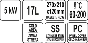 YATO FRYTOWNICA POJEDYNCZA 17L 6 KW YATO YG-04617 YG-04617 - Inne urządzenia gastronomiczne - miniaturka - grafika 9