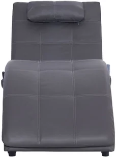 vidaXL Szezlong masujący z poduszką, szary, sztuczna skóra - Szezlongi - miniaturka - grafika 6