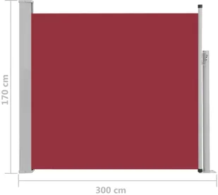vidaXL vidaXL Wysuwana markiza boczna na taras, 170 x 300 cm, czerwona - Markizy - miniaturka - grafika 9