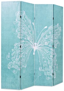 vidaXL Składany parawan, 160x180 cm, niebieski z motylem - Parawany - miniaturka - grafika 3