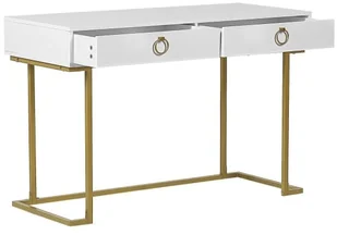 Beliani Biurko / Konsola 2 szuflady biało-złota WESTPORT - Konsole i sekretarzyki - miniaturka - grafika 7