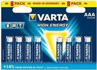 Baterie i akcesoria - Varta Bateria LR03 High Energy 6+2 - miniaturka - grafika 1
