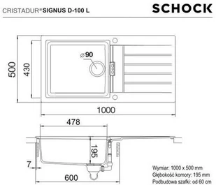 Schock SIGNUS D-100L Silverstone - Zlewozmywaki - miniaturka - grafika 3