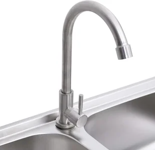 vidaXL Lumarko Zlewozmywak kempingowy, dwukomorowy, z kranem, stal nierdzewna 151211 - Zlewozmywaki - miniaturka - grafika 15