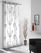 Zasłony - Douceur d'Intérieur Firanka douceur D l'intérieur  1622788, z zgonem, 140x240 cm, Looping, woal nadruk wykonany nadruk transferowy, biały/czarny 1622788 - miniaturka - grafika 1