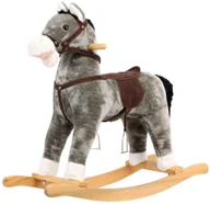 Zabawki na biegunach - Bino koń na biegunach pluszowy szary # z wartością produktów powyżej 89zł! - miniaturka - grafika 1