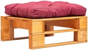 Pozostałe meble ogrodowe - vidaXL Ogrodowy puf z palet, czerwona poduszka, miodowy brąz, drewno vidaXL - miniaturka - grafika 1