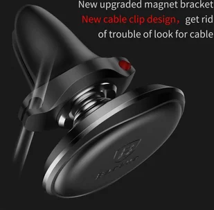 Baseus magnetyczny uchwyt na kratkę wentylacyjną z klipsem na 2 kable (srebrny/czarny) - Uchwyty samochodowe do telefonów - miniaturka - grafika 14