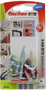 Kołek uniwersalny DUOPOWER z hakiem prostym 6X30 WH K NV - Kołki - miniaturka - grafika 2