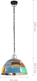 VidaXL Industrialna lampa wisząca, 25 W, kolorowa, okrągła, 41 cm, E27 320545  VidaXL - Lampy pozostałe - miniaturka - grafika 8