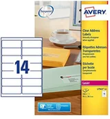 Dodatki do drukarek i skanerów - Avery etykiety adresowe drukarka laserowa/LED 14 Pro arkuszy, 99,1 X 38,1 MM, 350 sztuk przezroczysty L7563-25 - miniaturka - grafika 1