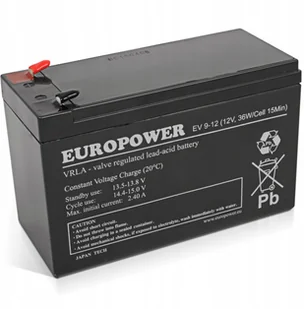 Europower Ev 9-12 12V 8AH 36W Agm Żel Ups Śląsk - Baterie do zasilaczy awaryjnych UPS - miniaturka - grafika 2