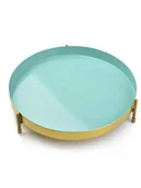 Świeczniki - Mondex MONDEX ANISHA METALOWA OKRĄGŁA PODSTAWKA POD ŚWIECE 25 X 5,5 CM MIĘTOWY ZŁOTY HTOA9544 1 - miniaturka - grafika 1