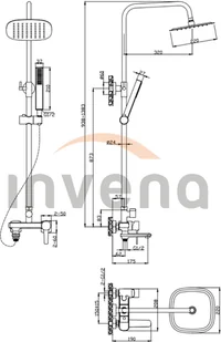 Invena Invena Glamour zestaw prysznicowo-wannowy czarny AU-05-B04 - Zestawy baterii łazienkowych - miniaturka - grafika 5