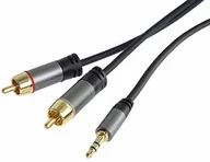 Kable - PremiumCord Gniazdo stereo na kabel cinch HQ, wtyczka jack 3,5 mm na 2xCINCH, do aparatów cyfrowych TV telefonów komórkowych MP3 HiFi, ekranowane, metalowe łączniki, M/M, długość 1,5 m kjqcin015 - miniaturka - grafika 1