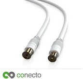 Kable - HQ conecto TV przewód antenowy Przewód przyłączeniowy dla DVB-C, DVB-T/T2 4 K UHD (kabel koncentryczny, telewizor Full HD 1080p HDTV 3d wtyczka wtyczka z gniazdem TV, podwójnie ekranowany, pozłaca - miniaturka - grafika 1