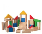 Klocki - Plan Toys Drewniane klocki kolorowe  PLTO-5535 8854740055354 - miniaturka - grafika 1