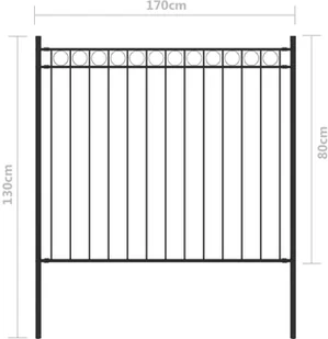 vidaxl Ogrodzenie stalowe do ogrodu, 1,7 x 0,8 m, czarne! 146312 - Ogrodzenia - miniaturka - grafika 4