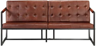 vidaXL Sofa 3-osobowa, brązowa, naturalna skóra kozia - Sofy i kanapy - miniaturka - grafika 3