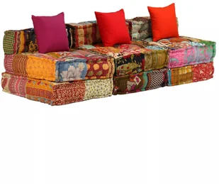 vidaXL Patchworkowa sofa modułowa, 3-osobowa vidaXL - Sofy i kanapy vidaXL Patchworkowa sofa modułowa, 3-osobowa vidaXL - Sofy i kanapy - miniaturka - grafika 6