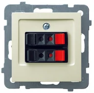 Gniazdka elektryczne - Ospel Gniazdo głośnikowe podwójne Ecru - GG-2G/m/27 As - miniaturka - grafika 1