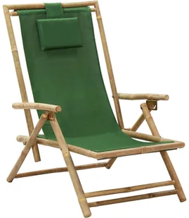 vidaXL Fotel rozkładany zielony bambus i tkanina 313027 - Fotele i krzesła ogrodowe - miniaturka - grafika 2
