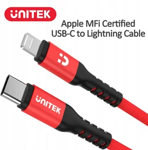 Unitek Lightning 1.0m czerwony C14060RD - Kable komputerowe i do monitorów - miniaturka - grafika 5